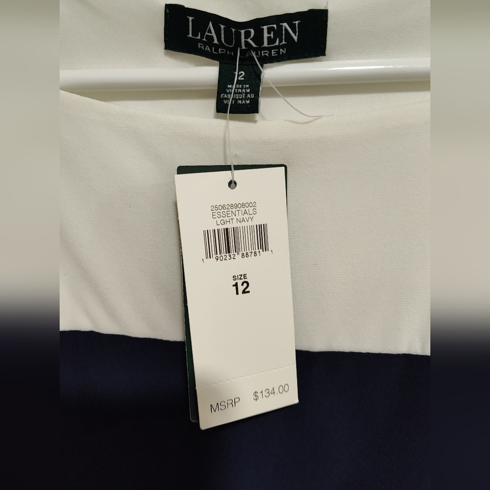 NWT Lauren Ralph Lauren Essentials Blue/White Form Fitted Dress, Size 12 New!N - Picture 7 of 7